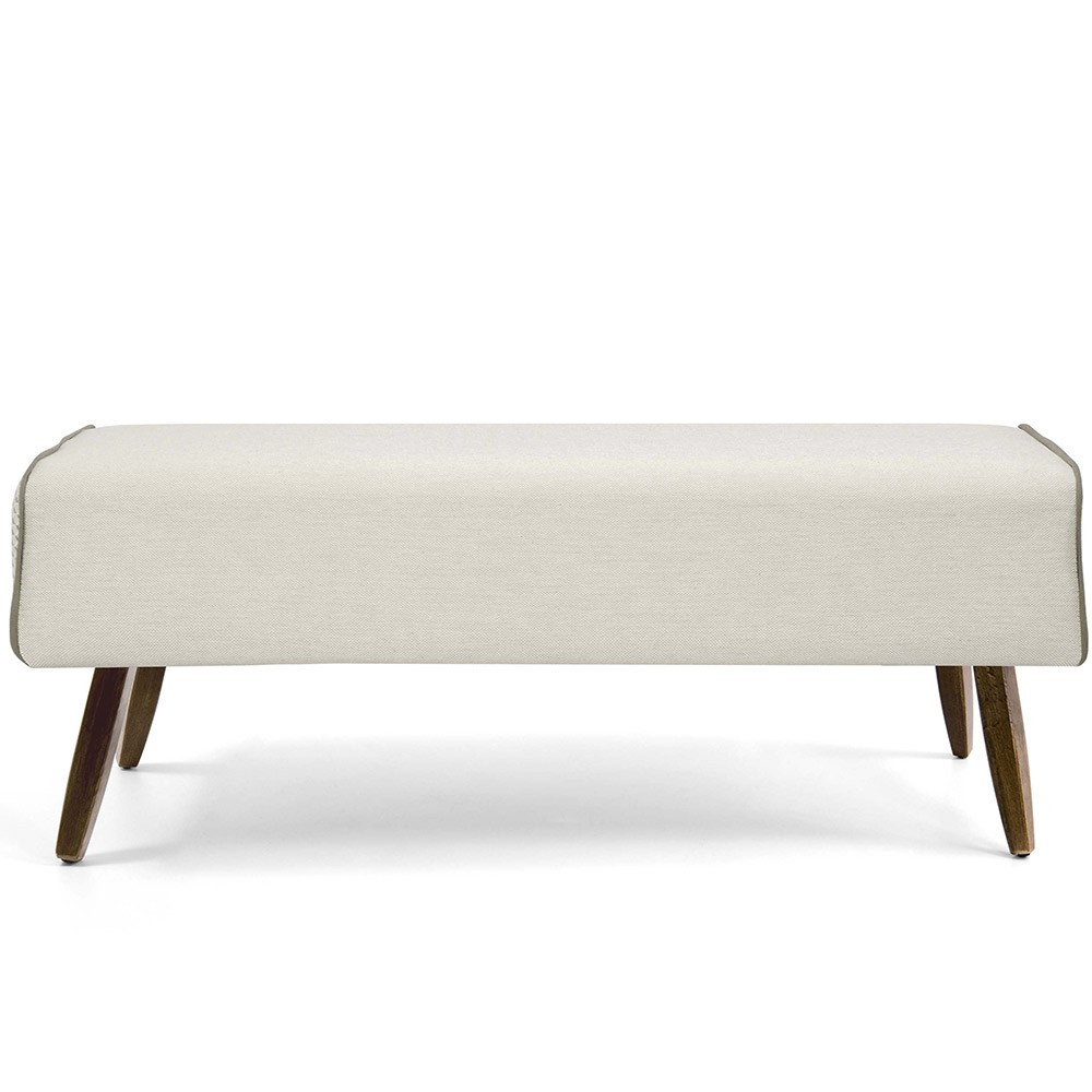 Recamier Decorativo com Pés de Madeira Viseo D02 120 cm Linho Bege B-172 - Lyam Decor
