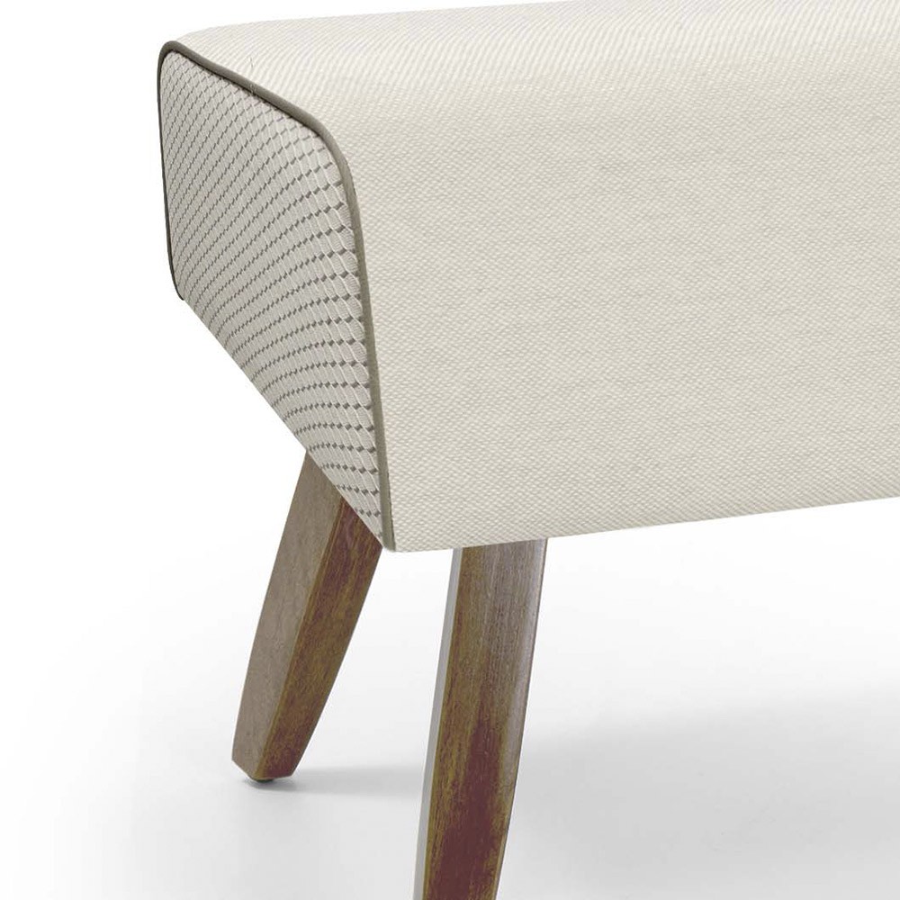 Recamier Decorativo com Pés de Madeira Viseo D02 120 cm Linho Bege B-172 - Lyam Decor