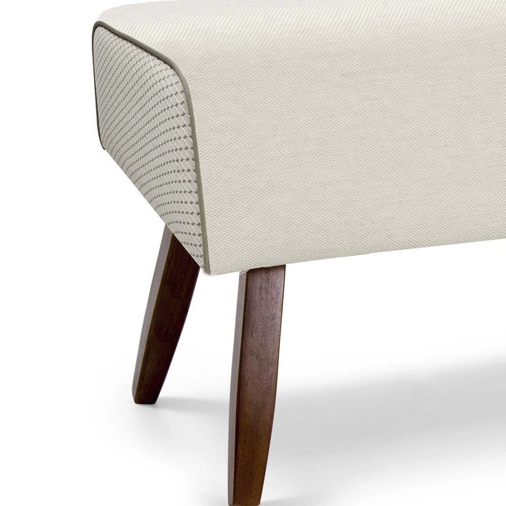 Recamier Decorativo com Pés de Madeira Viseo D02 160 cm Linho Bege B-172 - Lyam Decor