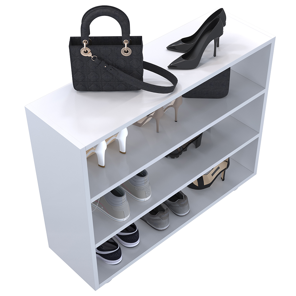 Sapateira Multiuso Organizador Com 03 Prateleiras E Rodízio Pérola L03 Branco - Lyam Decor