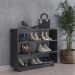 Sapateira Multiuso Organizador Com 03 Prateleiras E Rodízio Pérola L03 Preto - Lyam Decor
