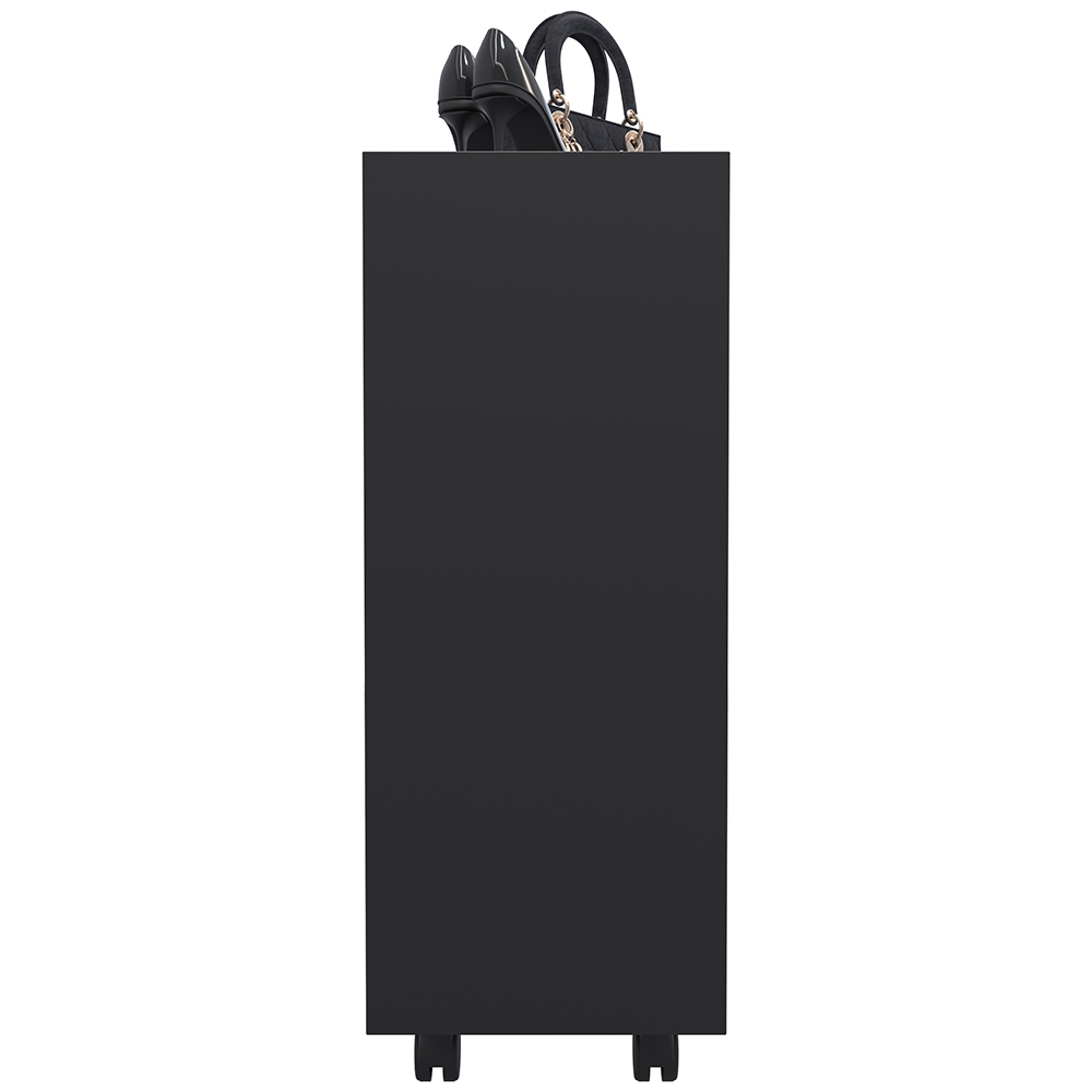 Sapateira Multiuso Organizador Com 03 Prateleiras E Rodízio Pérola L03 Preto - Lyam Decor
