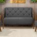 Sofá 02 Lugares Para Sala De Estar Pés Em Madeira 135 cm Coral M03 Linho Chumbo - Lyam Decor
