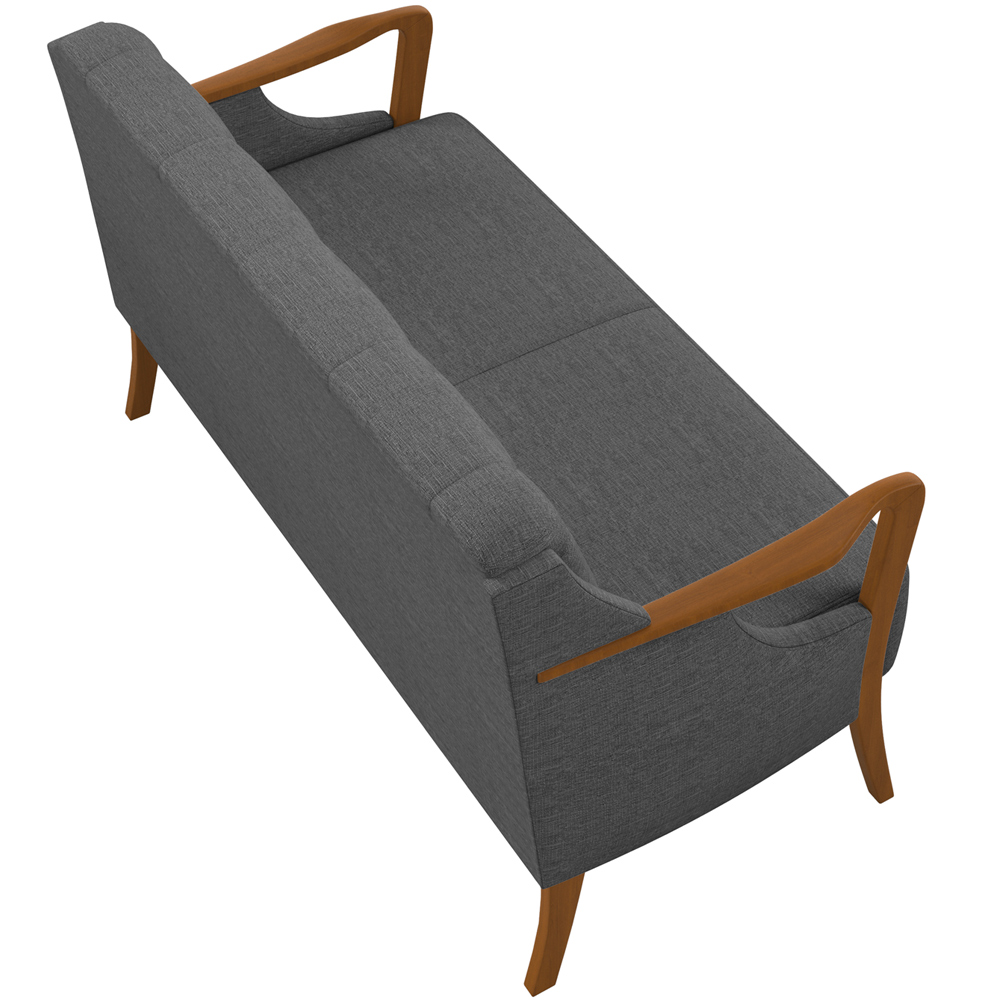 Sofá 02 Lugares Para Sala De Estar Pés Em Madeira 135 cm Coral M03 Linho Chumbo - Lyam Decor