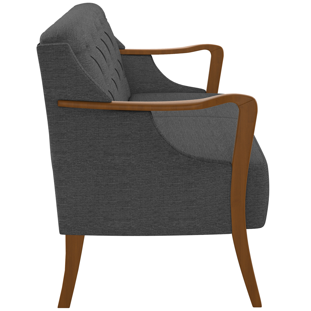 Sofá 02 Lugares Para Sala De Estar Pés Em Madeira 135 cm Coral M03 Linho Chumbo - Lyam Decor