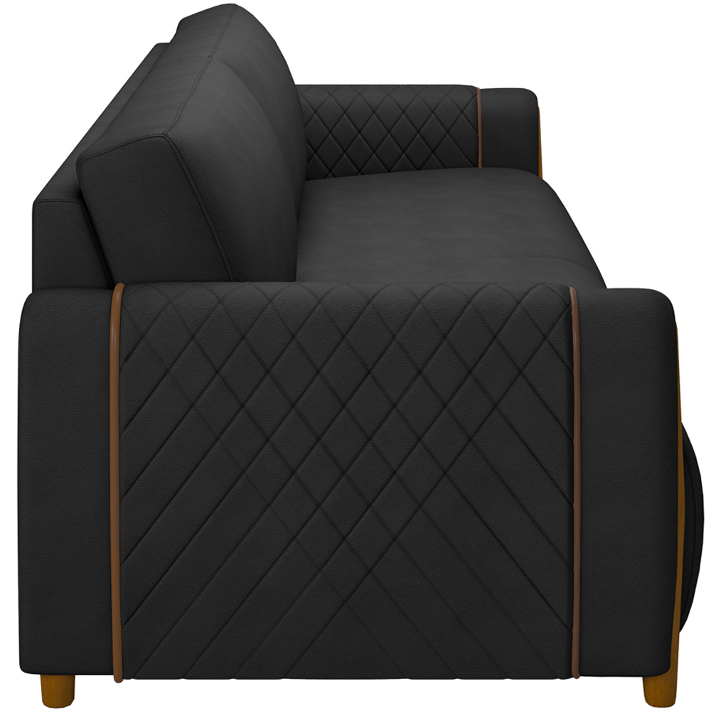 Sofá 02 Lugares Para Sala De Estar Pés Em Madeira 168 cm Flora M03 Couríssimo Preto - Lyam Decor