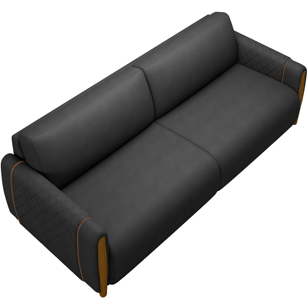 Sofá 02 Lugares Para Sala De Estar Pés Em Madeira 168 cm Flora M03 Couríssimo Preto - Lyam Decor