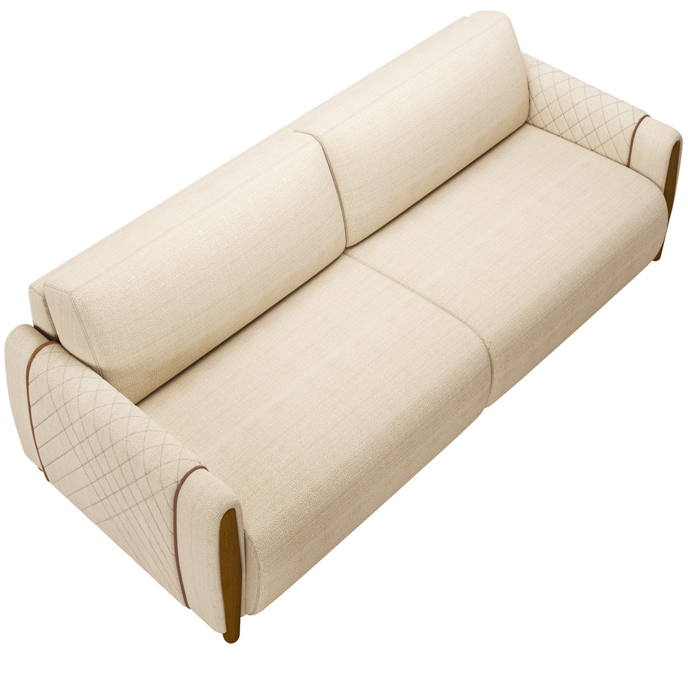 Sofá 02 Lugares Para Sala De Estar Pés Em Madeira 168 cm Flora M03 Linho Bege - Lyam Decor