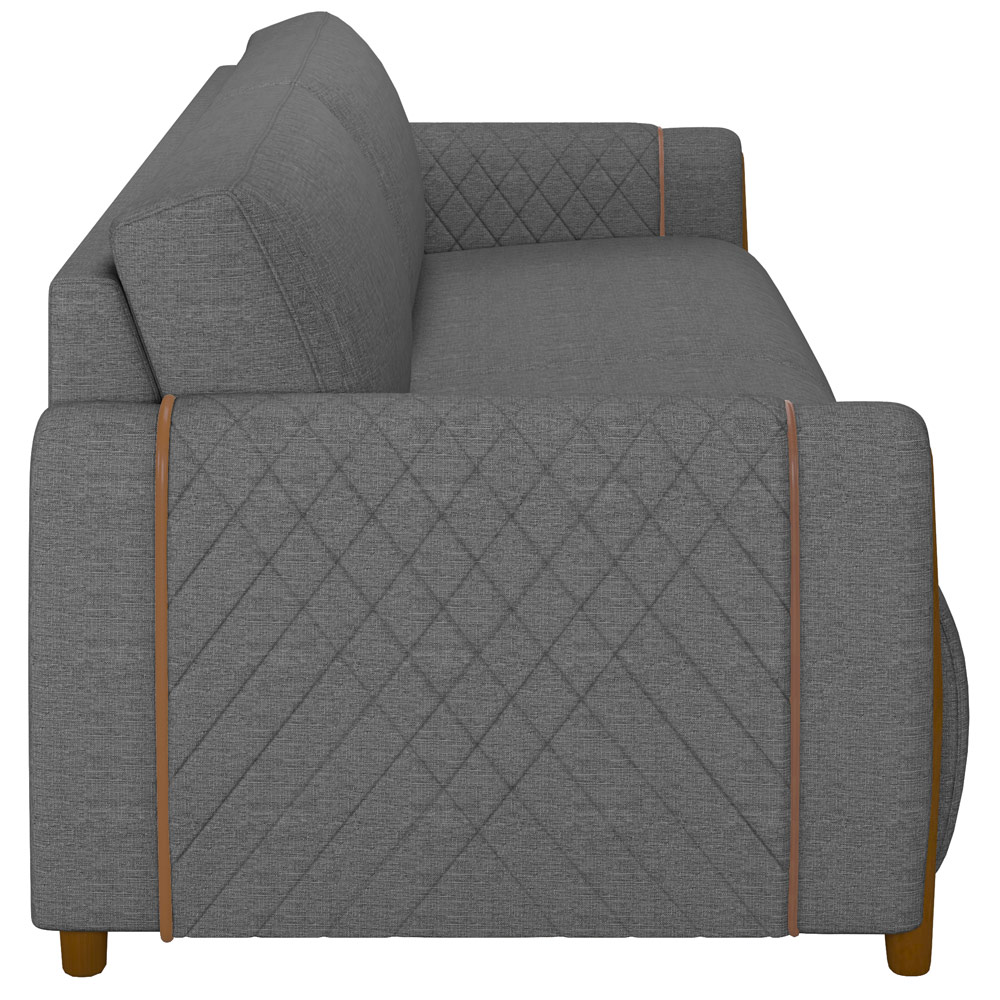 Sofá 02 Lugares Para Sala De Estar Pés Em Madeira 168 cm Flora M03 Linho Chumbo - Lyam Decor