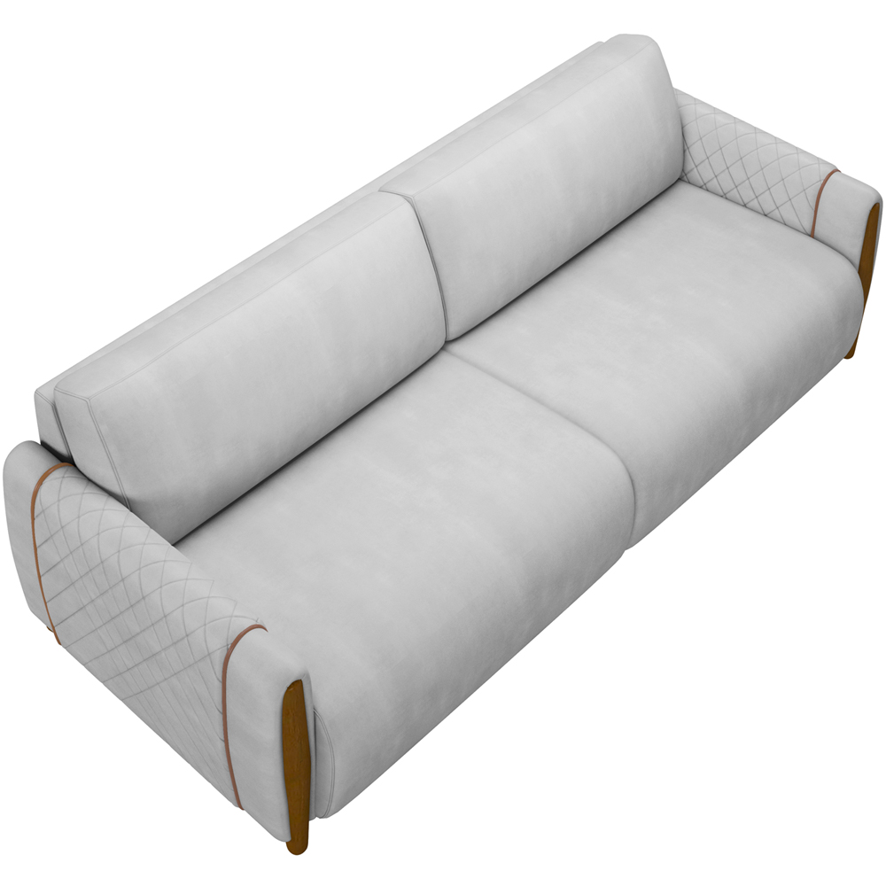 Sofá 02 Lugares Para Sala De Estar Pés Em Madeira 168 cm Flora M03 Veludo Cinza - Lyam Decor