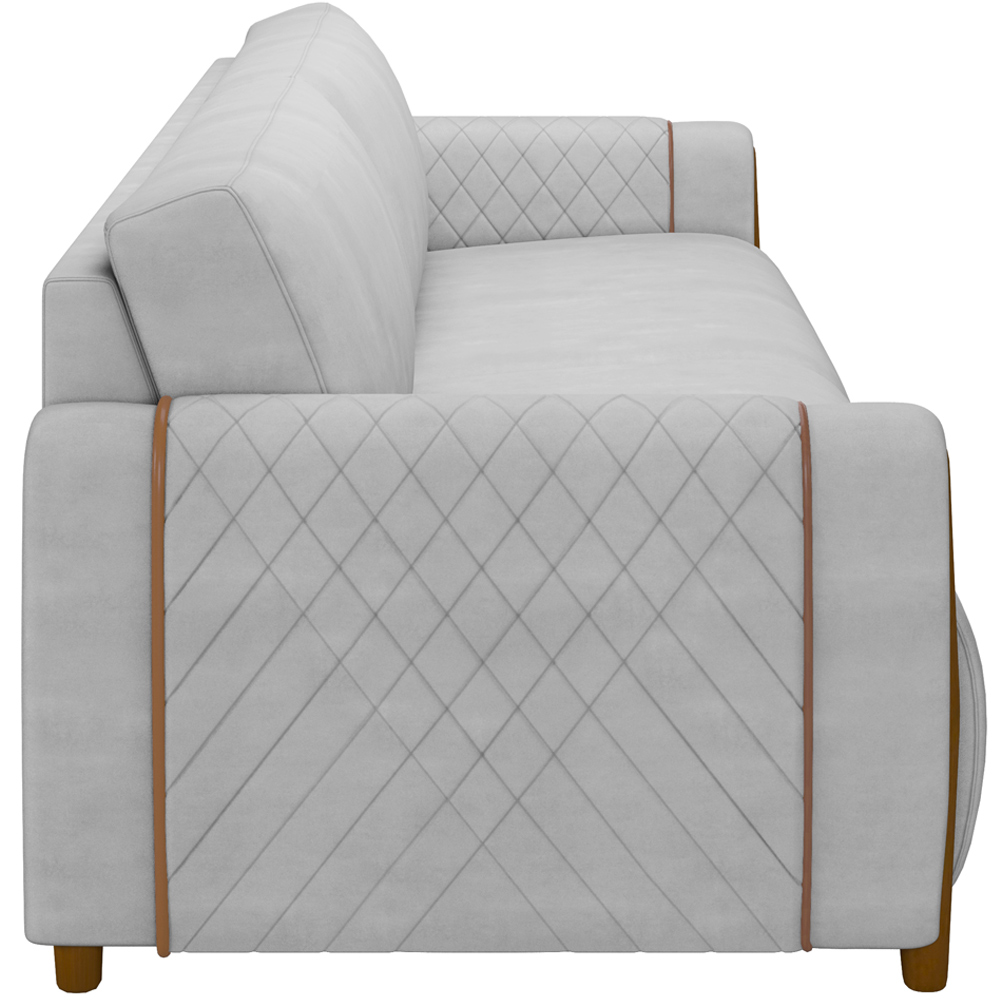 Sofá 02 Lugares Para Sala De Estar Pés Em Madeira 168 cm Flora M03 Veludo Cinza - Lyam Decor