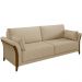 Sofá 03 Lugares Para Sala De Estar Pés Em Madeira 222 cm Stefan M03 Linho Bege Escuro - Lyam Decor