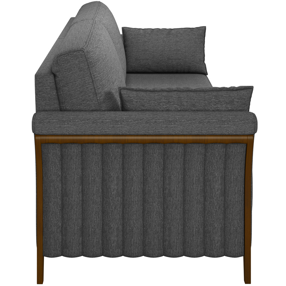 Sofá 03 Lugares Para Sala De Estar Pés Em Madeira 222 cm Stefan M03 Linho Chumbo - Lyam Decor