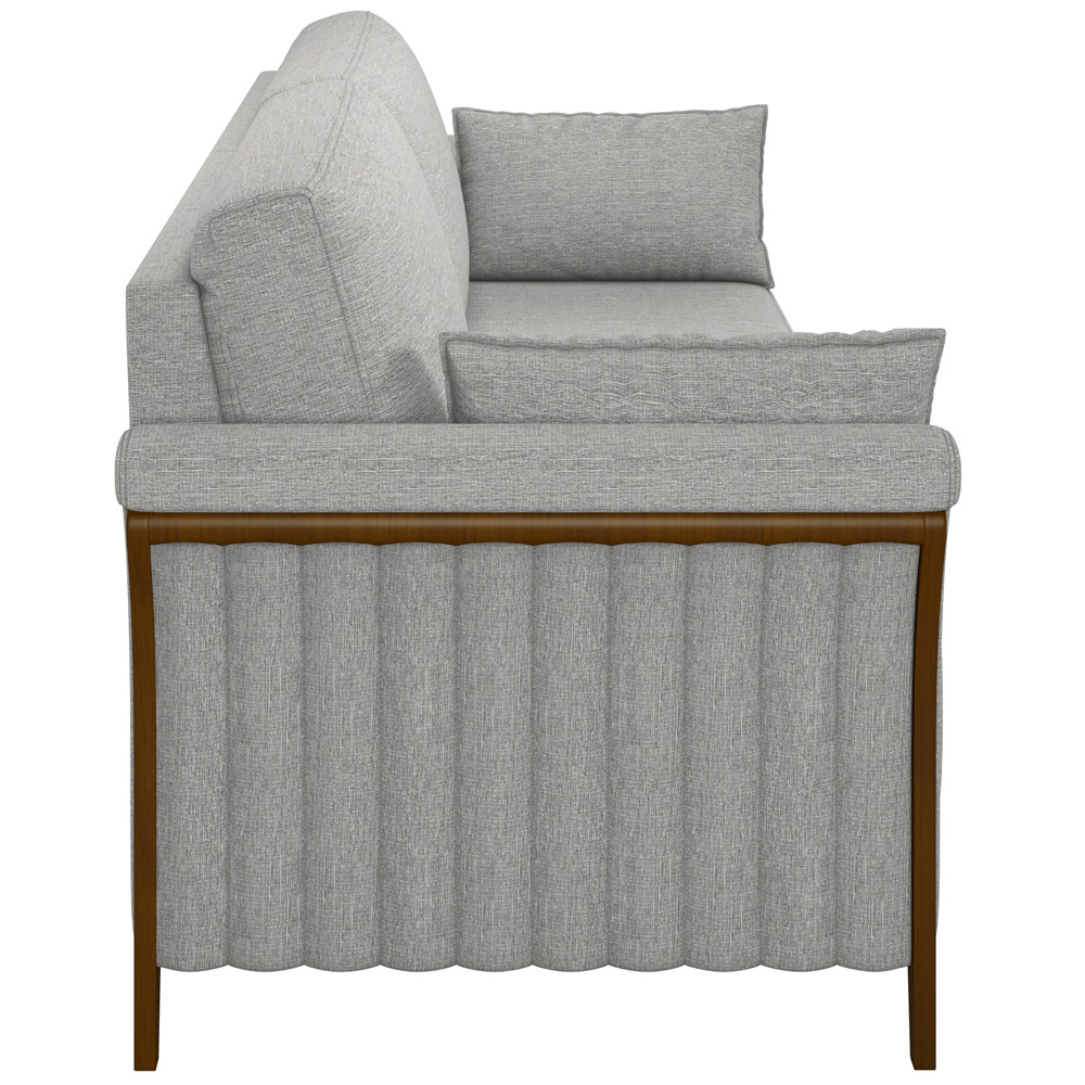 Sofá 03 Lugares Para Sala De Estar Pés Em Madeira 222 cm Stefan M03 Linho Cinza - Lyam Decor