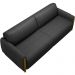 Sofá 03 Lugares Para Sala De Estar Pés Em Madeira 223 cm Flora M03 Couríssimo Preto - Lyam Decor