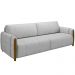 Sofá 03 Lugares Para Sala De Estar Pés Em Madeira 223 cm Flora M03 Veludo Cinza - Lyam Decor
