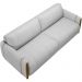 Sofá 03 Lugares Para Sala De Estar Pés Em Madeira 223 cm Flora M03 Veludo Cinza - Lyam Decor