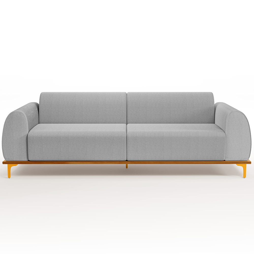 Sofá 03 Lugares Para Sala de Estar Kiev 210 cm D02 Linho Cinza D-315 - Lyam Decor