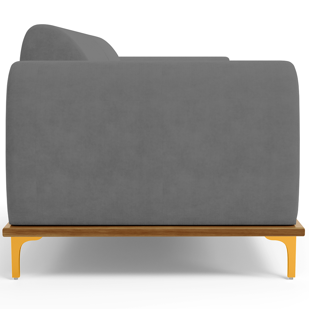 Sofá 03 Lugares Para Sala de Estar Kiev 210 cm D02 Veludo Cinza C-317 - Lyam Decor