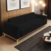 Sofá 03 Lugares Para Sala de Estar Kiev 210 cm D02 Veludo Preto C-300 - Lyam Decor