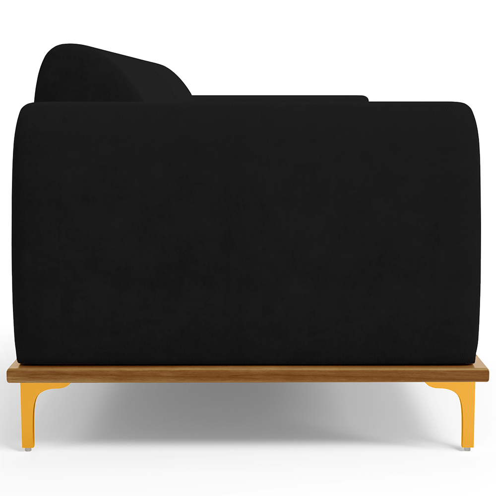 Sofá 03 Lugares Para Sala de Estar Kiev 210 cm D02 Veludo Preto C-300 - Lyam Decor
