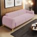 Sofá 03 Lugares Para Sala de Estar Kiev 210 cm D02 Veludo Rosê C-305 - Lyam Decor