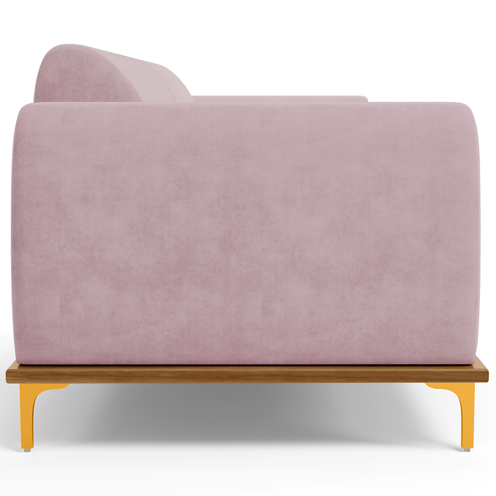 Sofá 03 Lugares Para Sala de Estar Kiev 210 cm D02 Veludo Rosê C-305 - Lyam Decor