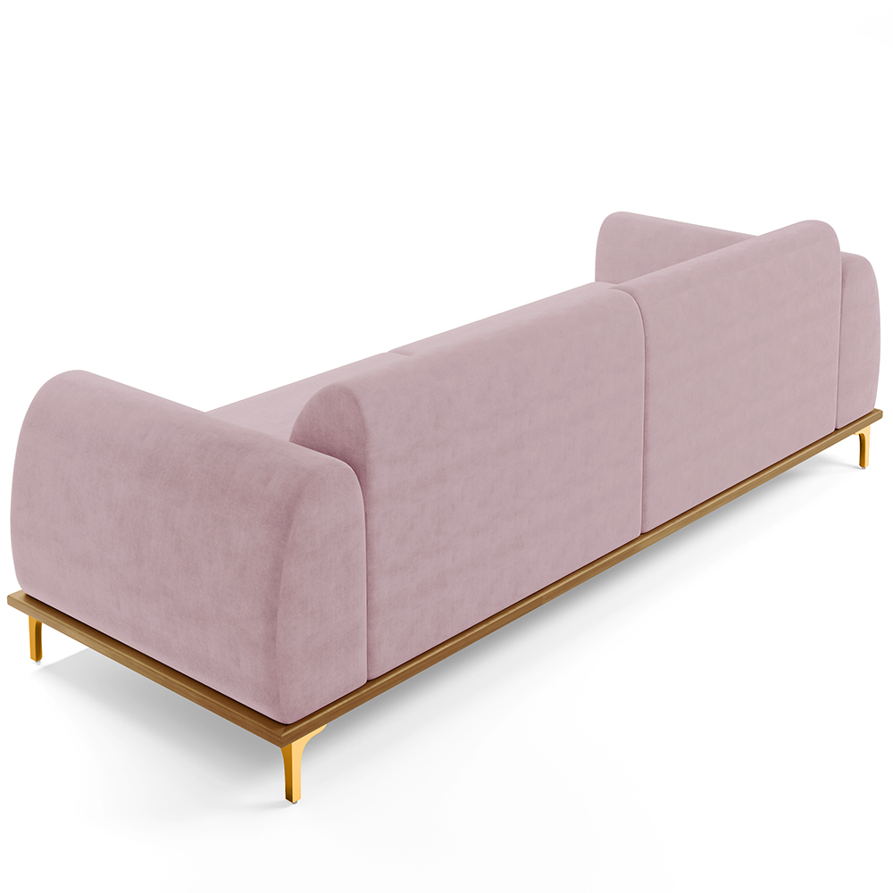 Sofá 03 Lugares Para Sala de Estar Kiev 210 cm D02 Veludo Rosê C-305 - Lyam Decor