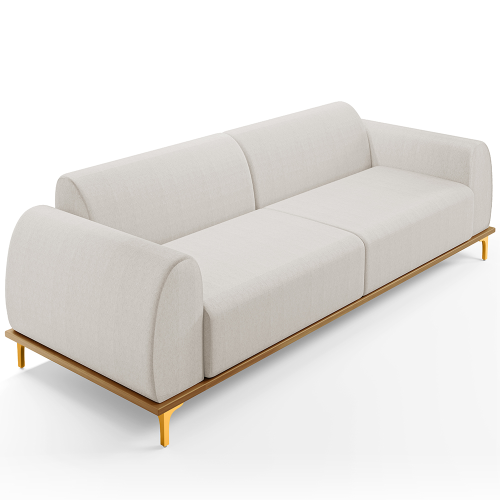 Sofá 03 Lugares Para Sala de Estar Kiev 230 cm D02 Linho Cru C-443 - Lyam Decor