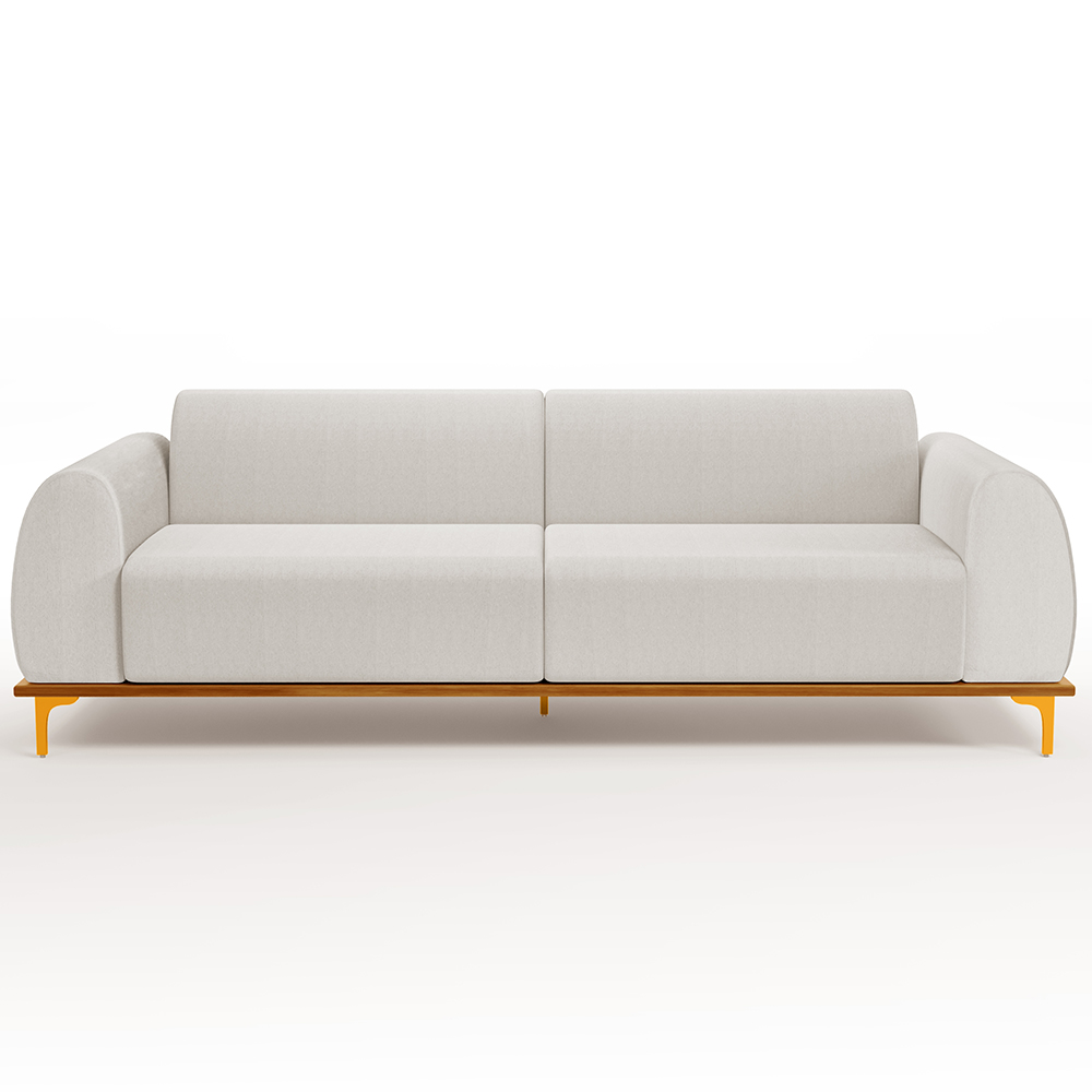 Sofá 03 Lugares Para Sala de Estar Kiev 230 cm D02 Linho Cru C-443 - Lyam Decor