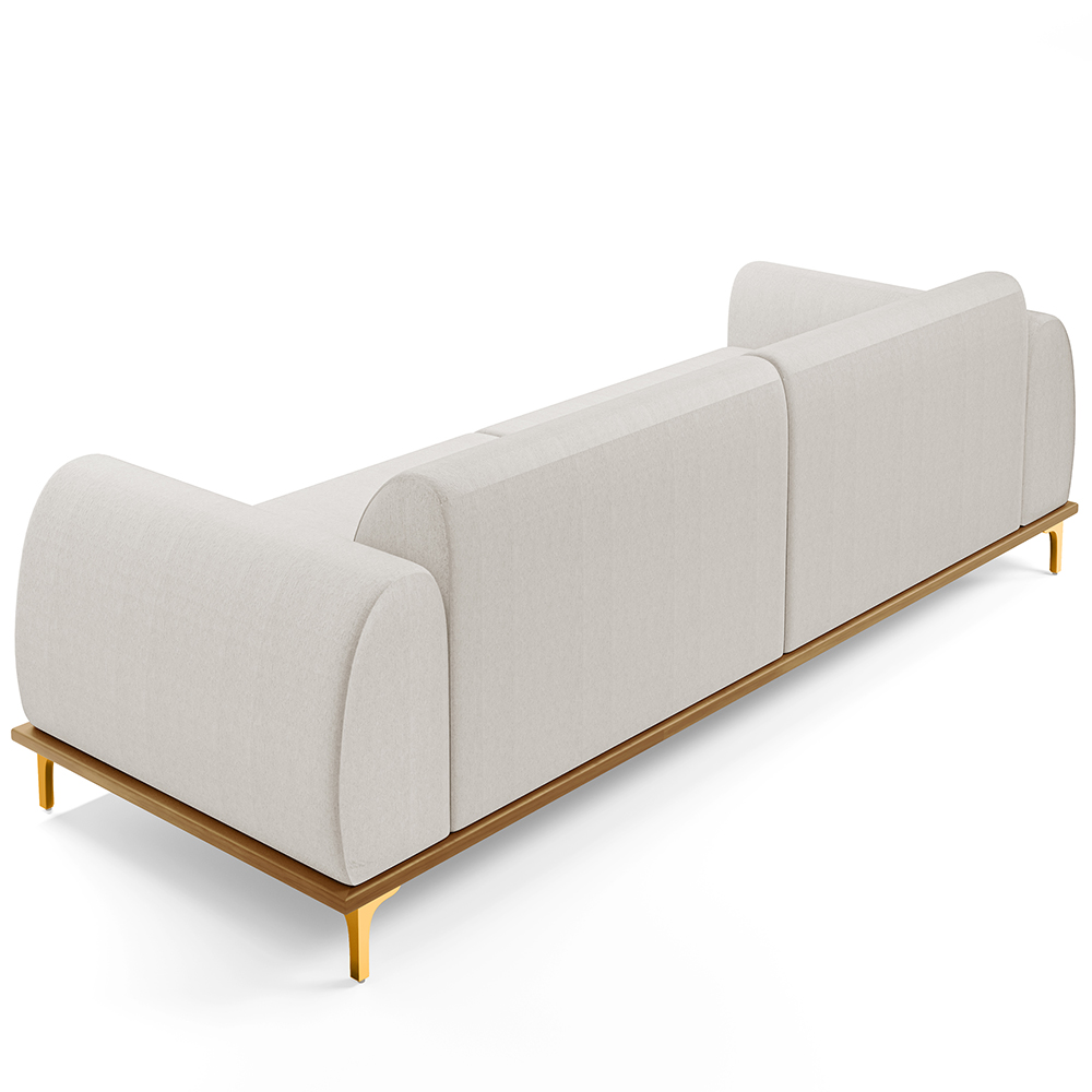 Sofá 03 Lugares Para Sala de Estar Kiev 230 cm D02 Linho Cru C-443 - Lyam Decor