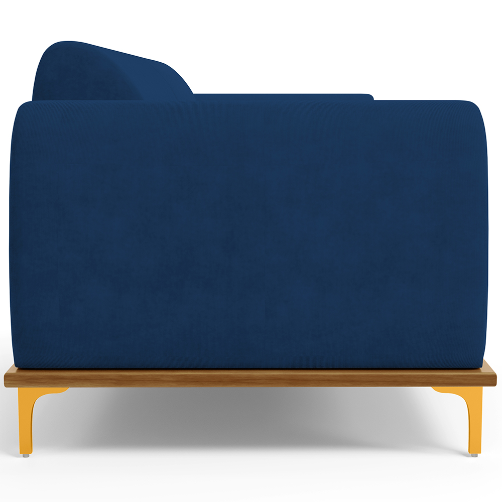 Sofá 03 Lugares Para Sala de Estar Kiev 230 cm D02 Veludo Azul Marinho C-304 - Lyam Decor