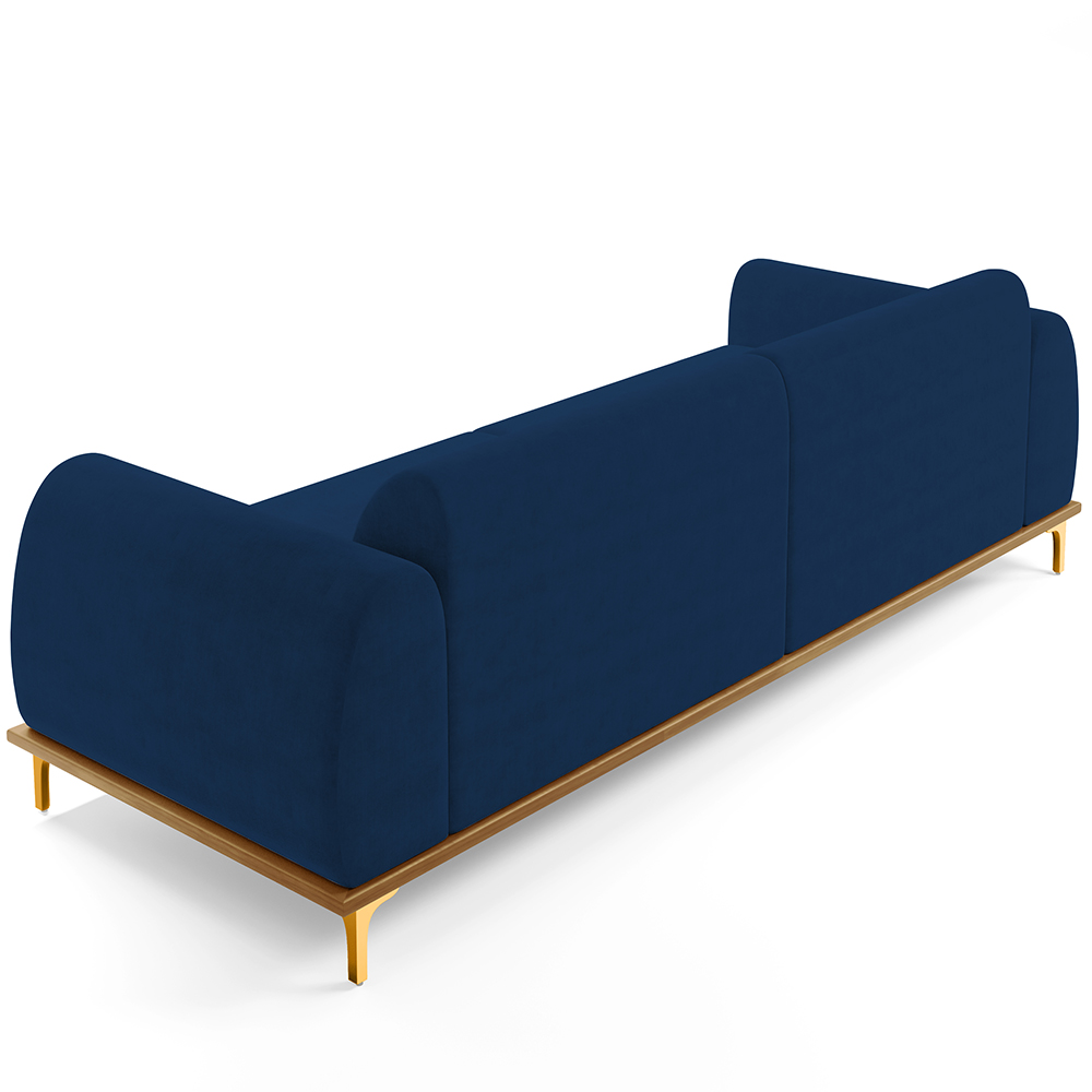 Sofá 03 Lugares Para Sala de Estar Kiev 230 cm D02 Veludo Azul Marinho C-304 - Lyam Decor