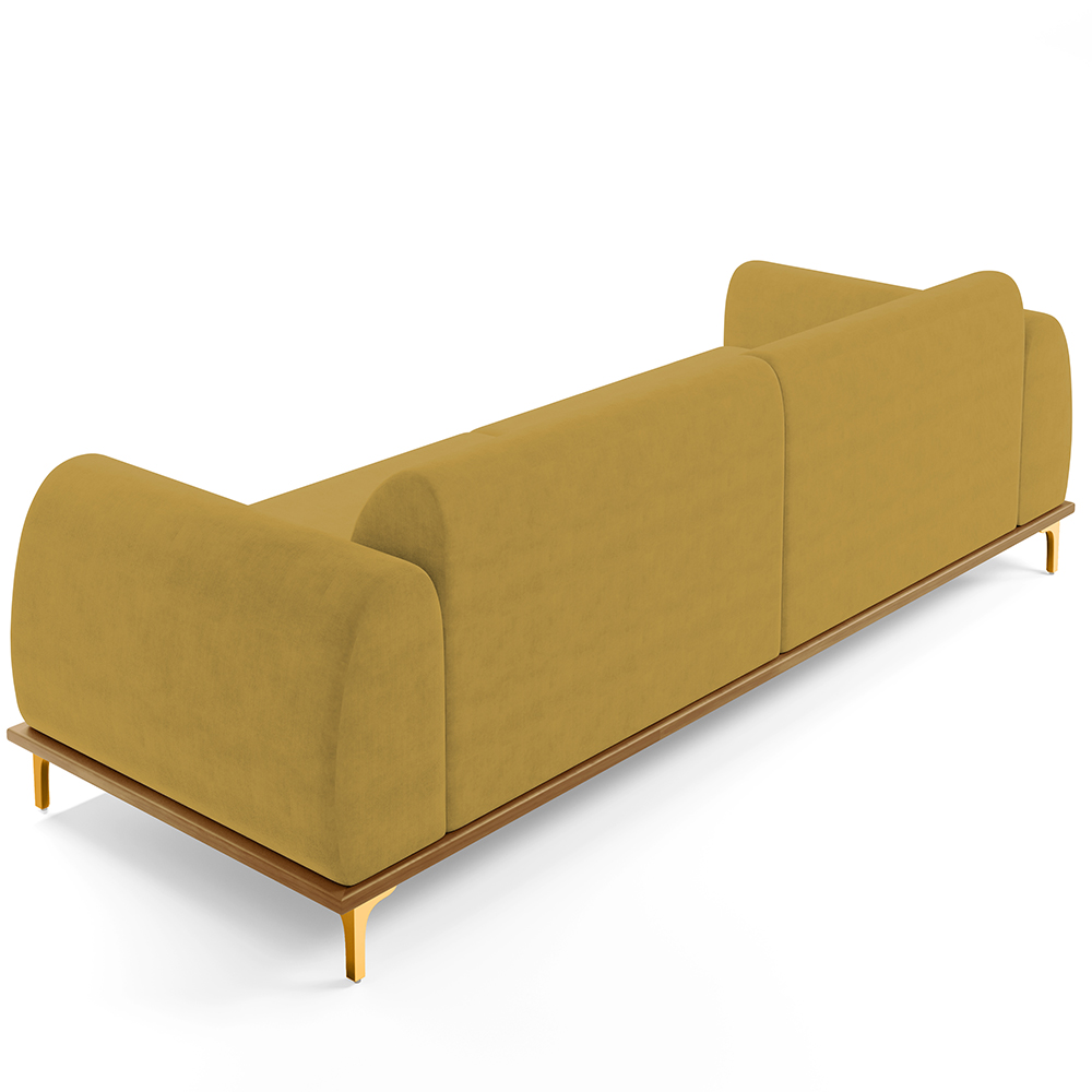 Sofá 03 Lugares Para Sala de Estar Kiev 230 cm D02 Veludo Mostarda C-260 - Lyam Decor