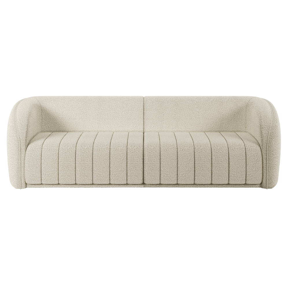 Sofá 04 Lugares Para Sala De Estar 252 cm Lazio M03 Bouclê Bege Claro - Lyam Decor