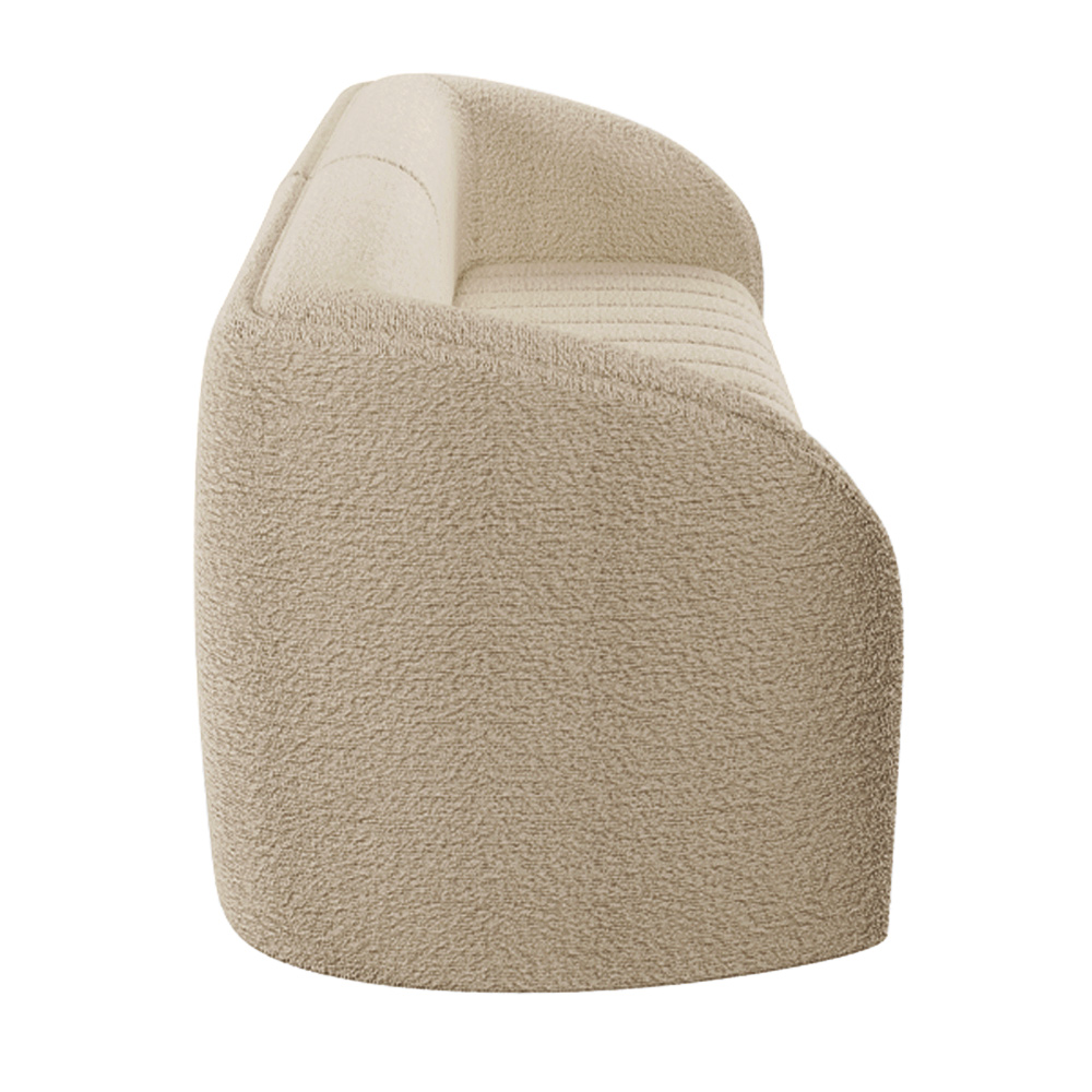 Sofá 04 Lugares Para Sala De Estar 292 cm Lazio M03 Bouclê Bege - Lyam Decor