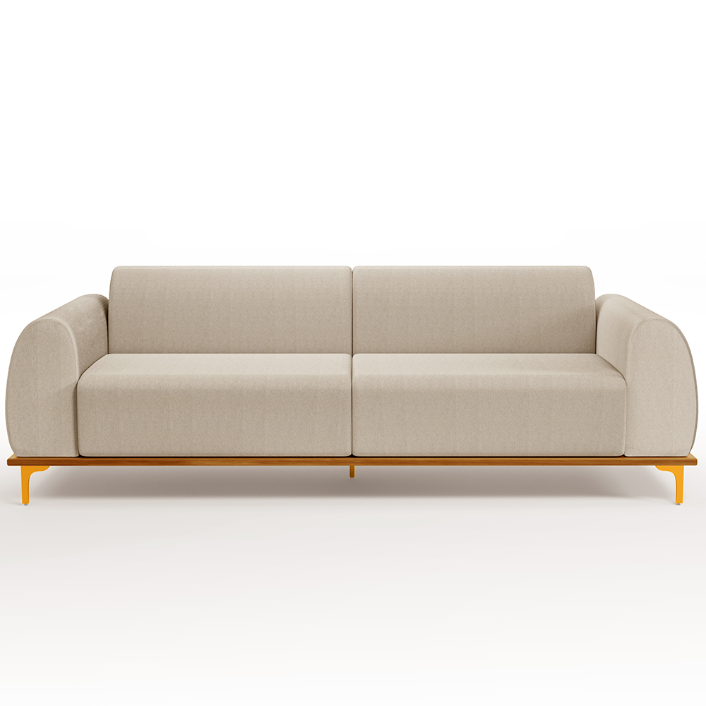 Sofá 04 Lugares Para Sala de Estar Kiev 260 cm D02 Linho Bege C-107 - Lyam Decor