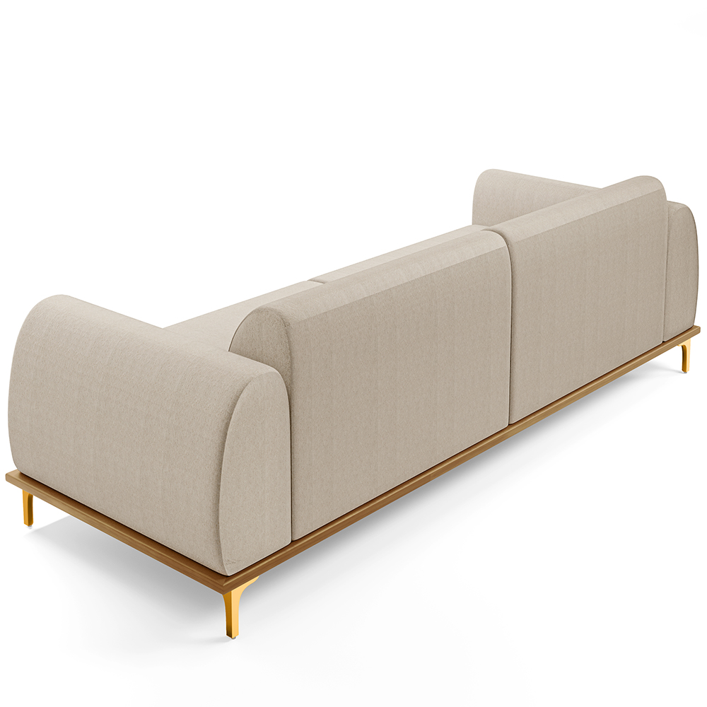 Sofá 04 Lugares Para Sala de Estar Kiev 260 cm D02 Linho Bege C-107 - Lyam Decor