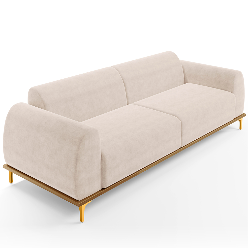 Sofá 04 Lugares Para Sala de Estar Kiev 260 cm D02 Veludo Bege C-309 - Lyam Decor