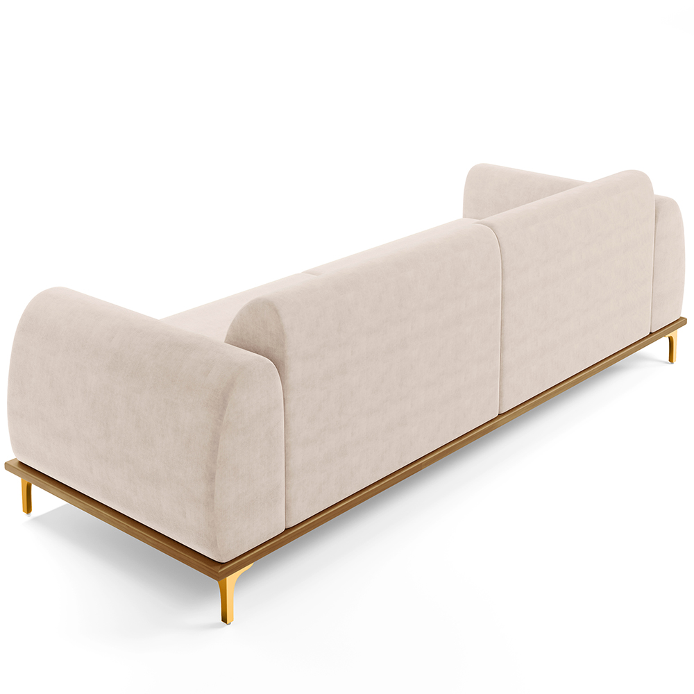 Sofá 04 Lugares Para Sala de Estar Kiev 260 cm D02 Veludo Bege C-309 - Lyam Decor
