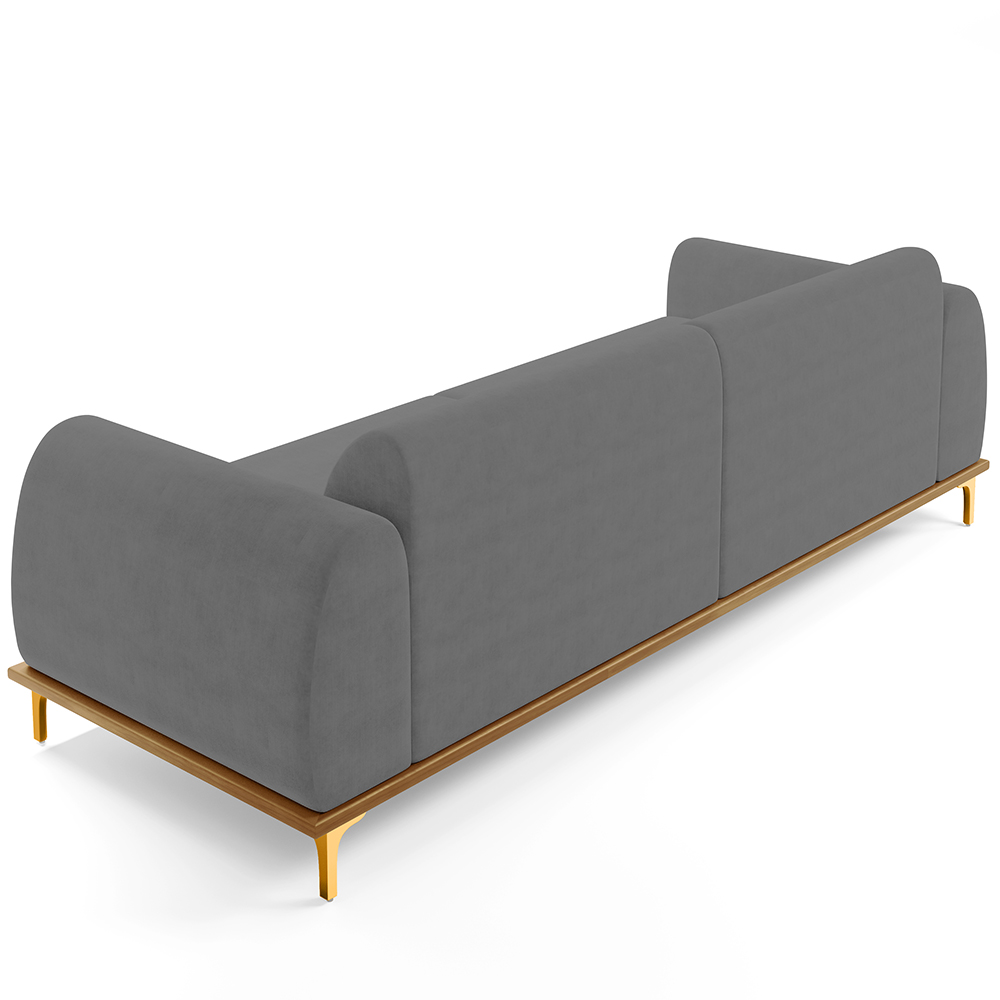 Sofá 04 Lugares Para Sala de Estar Kiev 260 cm D02 Veludo Cinza C-317 - Lyam Decor