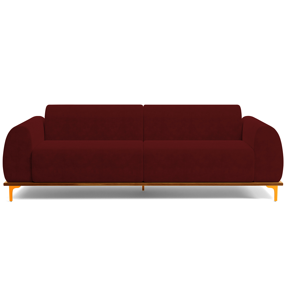 Sofá 04 Lugares Para Sala de Estar Kiev 260 cm D02 Veludo Marsala C-278 - Lyam Decor