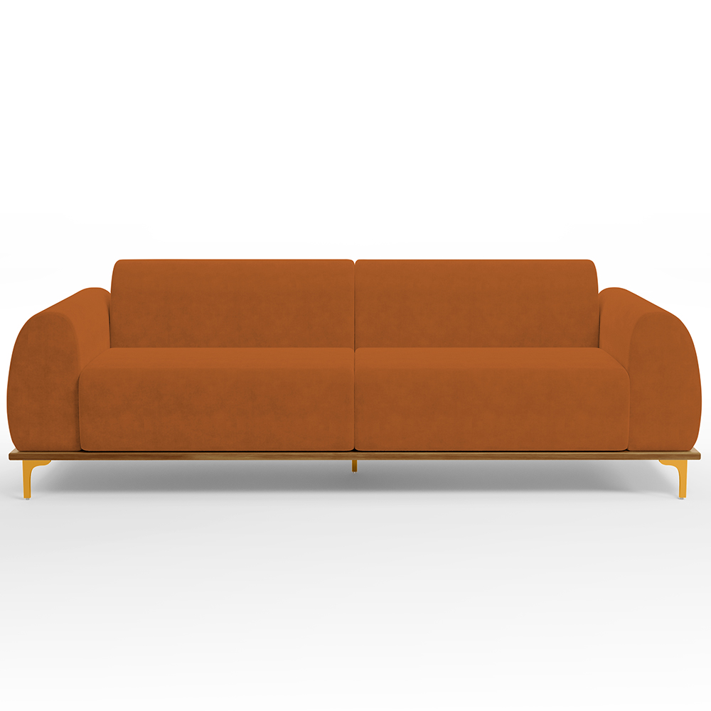 Sofá 04 Lugares Para Sala de Estar Kiev 260 cm D02 Veludo Telha C-262 - Lyam Decor