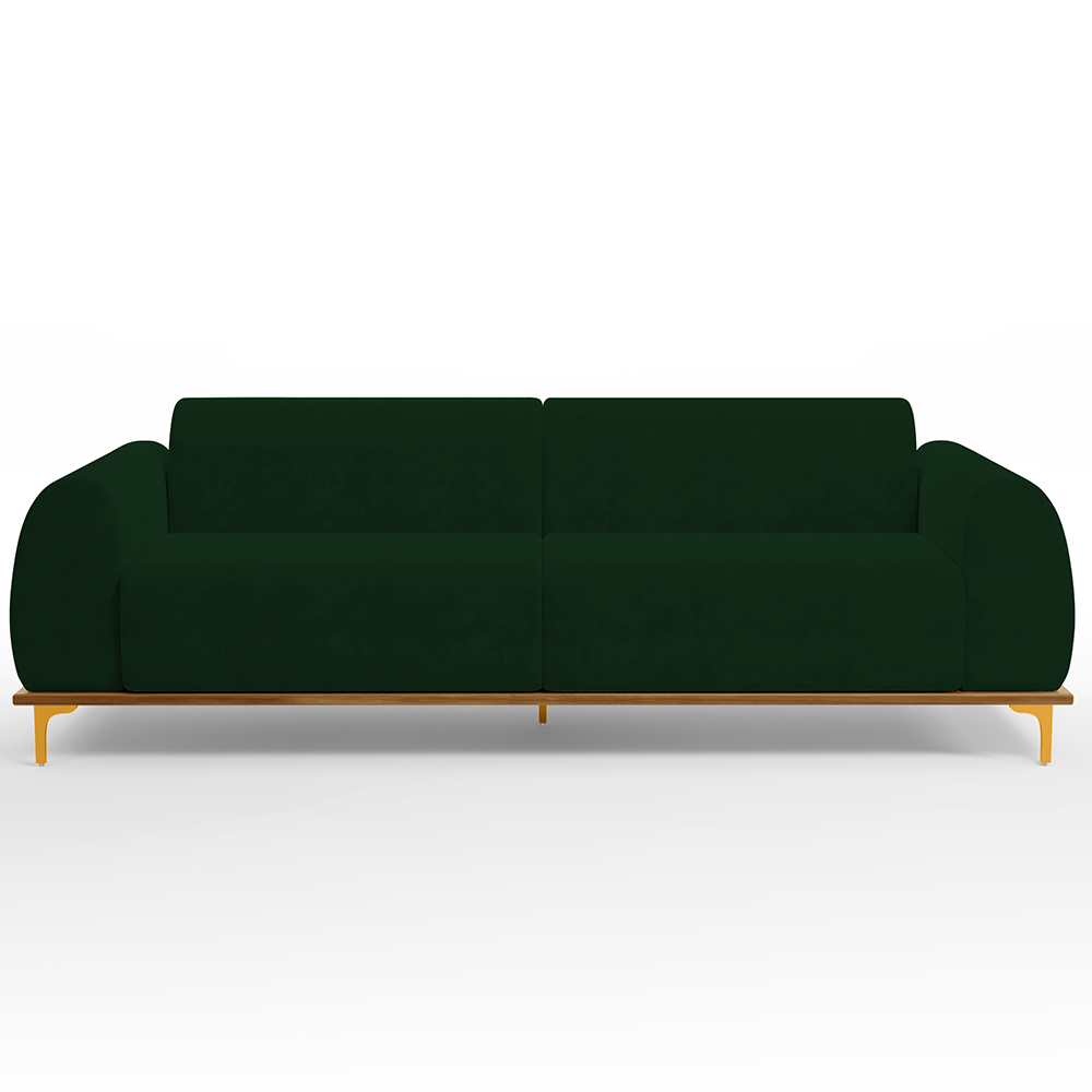 Sofá 04 Lugares Para Sala de Estar Kiev 260 cm D02 Veludo Verde Musgo C-303 - Lyam Decor
