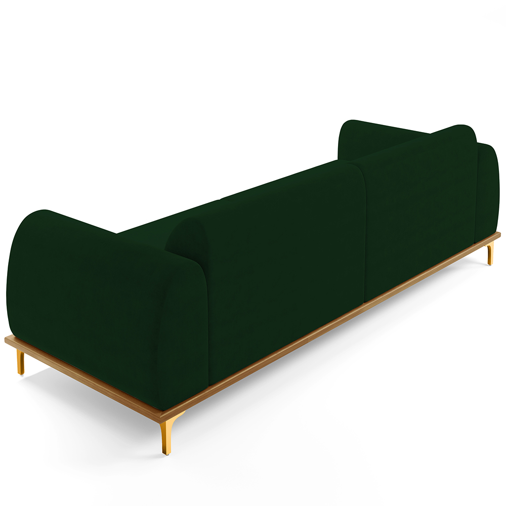 Sofá 04 Lugares Para Sala de Estar Kiev 260 cm D02 Veludo Verde Musgo C-303 - Lyam Decor