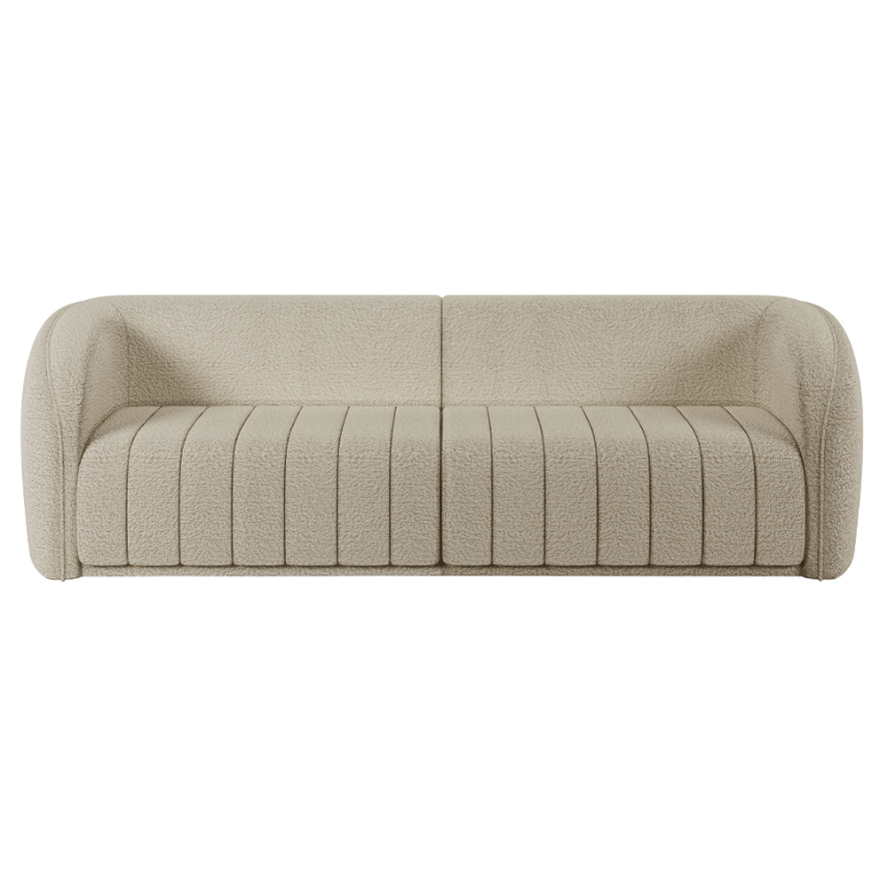 Sofá 05 Lugares Para Sala De Estar 332 cm Lazio M03 Bouclê Bege - Lyam Decor