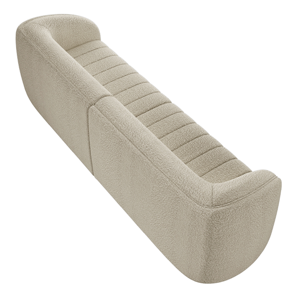 Sofá 05 Lugares Para Sala De Estar 332 cm Lazio M03 Bouclê Bege - Lyam Decor