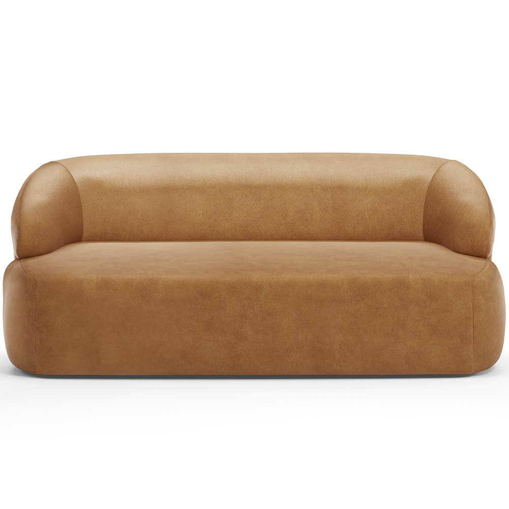 Sofá 2 Lugares Curvo Orgânico Para Sala Living 150cm Barolo L06 Couríssimo Camel - Lyam Decor