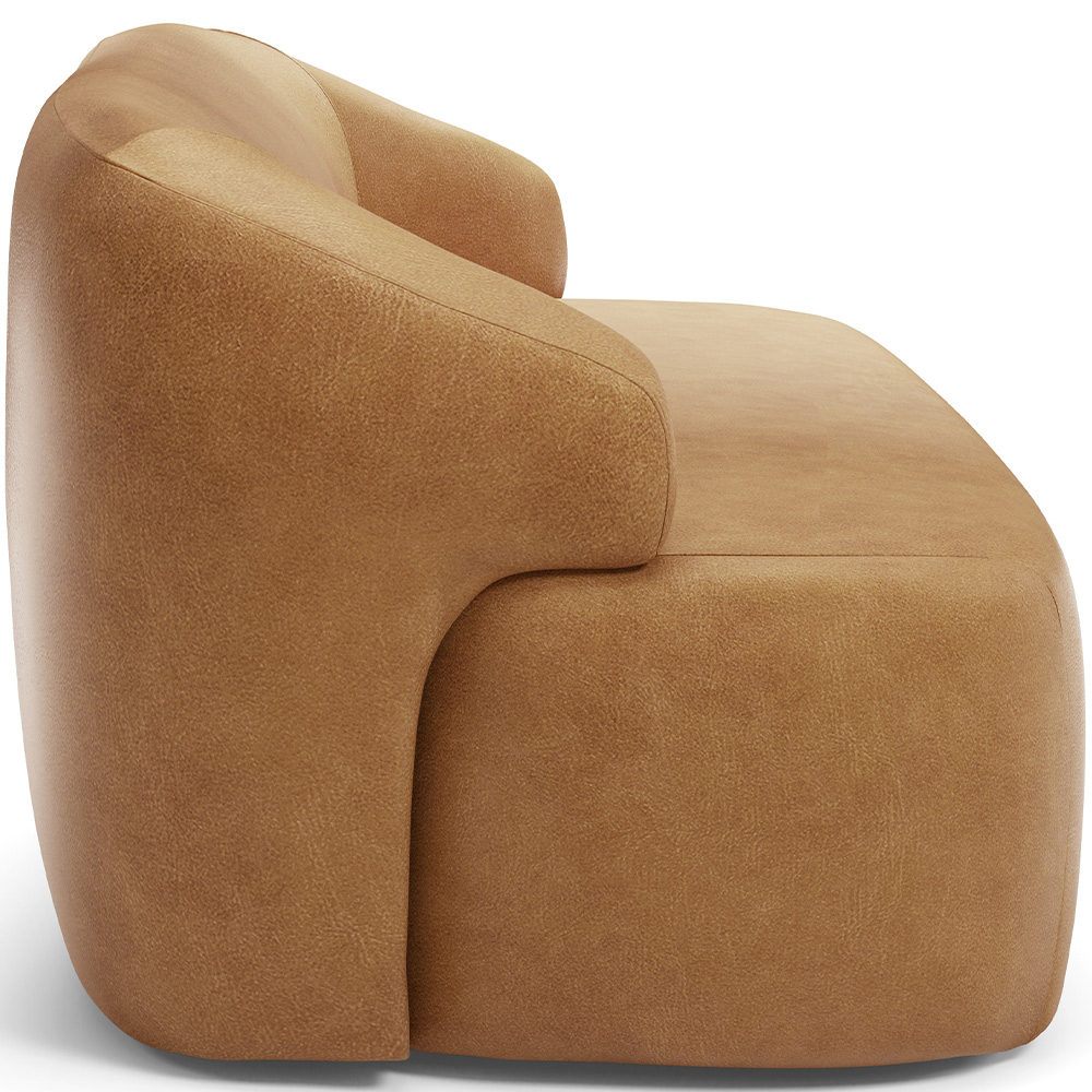Sofá 2 Lugares Curvo Orgânico Para Sala Living 150cm Barolo L06 Couríssimo Camel - Lyam Decor