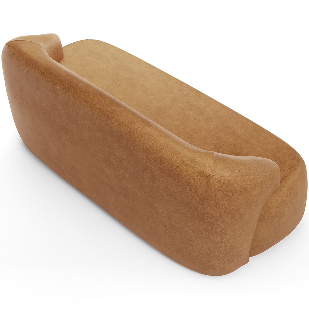 Sofá 2 Lugares Curvo Orgânico Para Sala Living 150cm Barolo L06 Couríssimo Camel - Lyam Decor